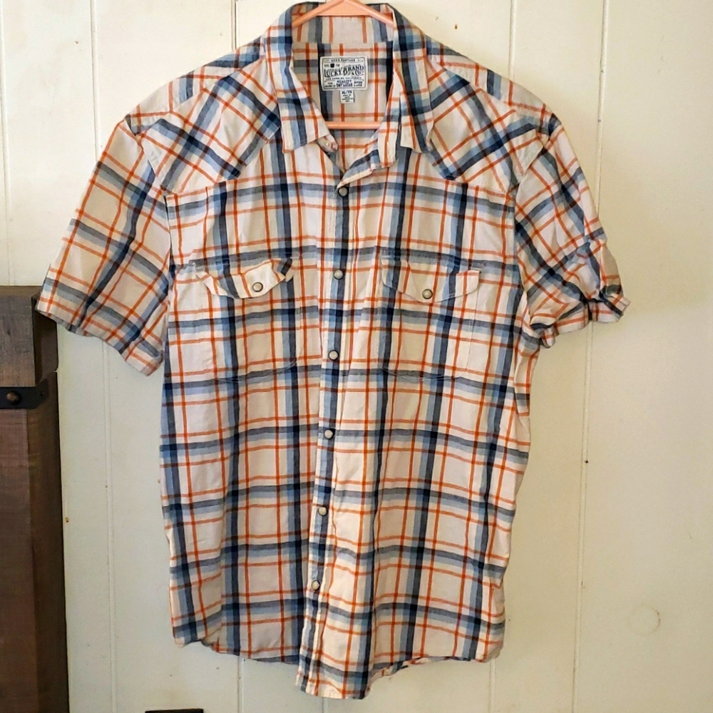 Lucky Brand shirt sleeved patterned snap button